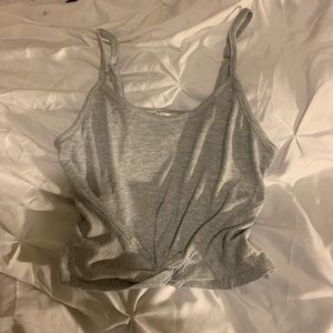 knot front ribbed grey tank